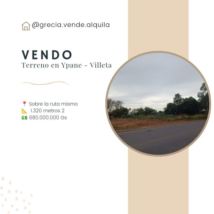 VENDO GRAN TERRENO SOBRE LA RUTA YPANE VILLETA 