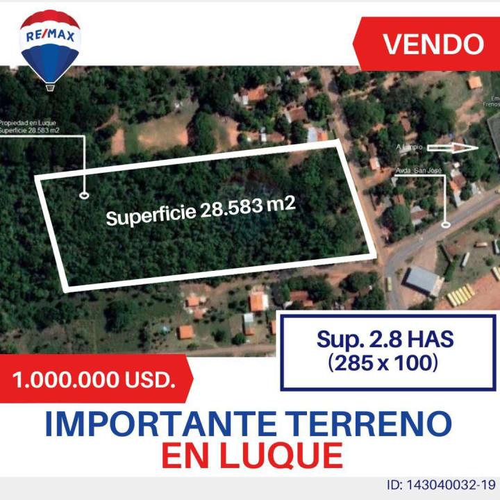 Vendo imponente terreno de 2.8 hectáreas en Luque - Mora Kue 